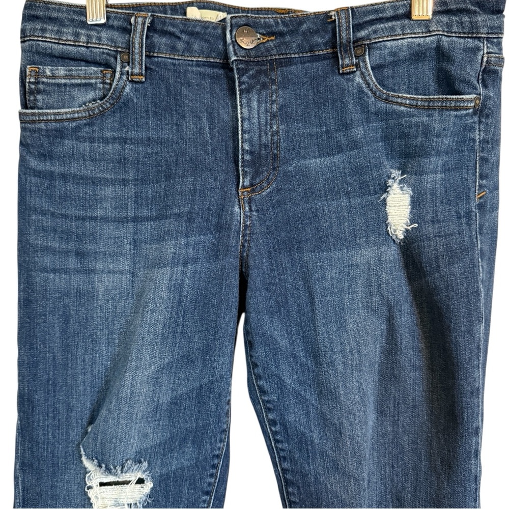 Kut from the Kloth Amy Ankle Straight Leg Jeans Distressed Cuffed Women’s 10 - Picture 3 of 16